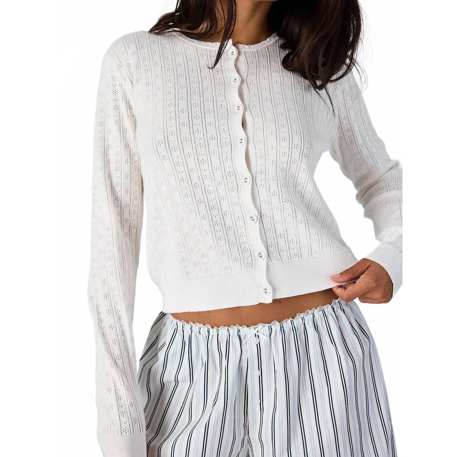 New Asher Pipa Pointelle Cardigan In White